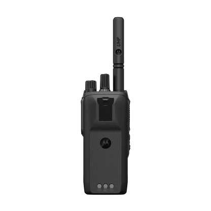 Motorola MOTOTRBO R2 portable two-way radio, back view