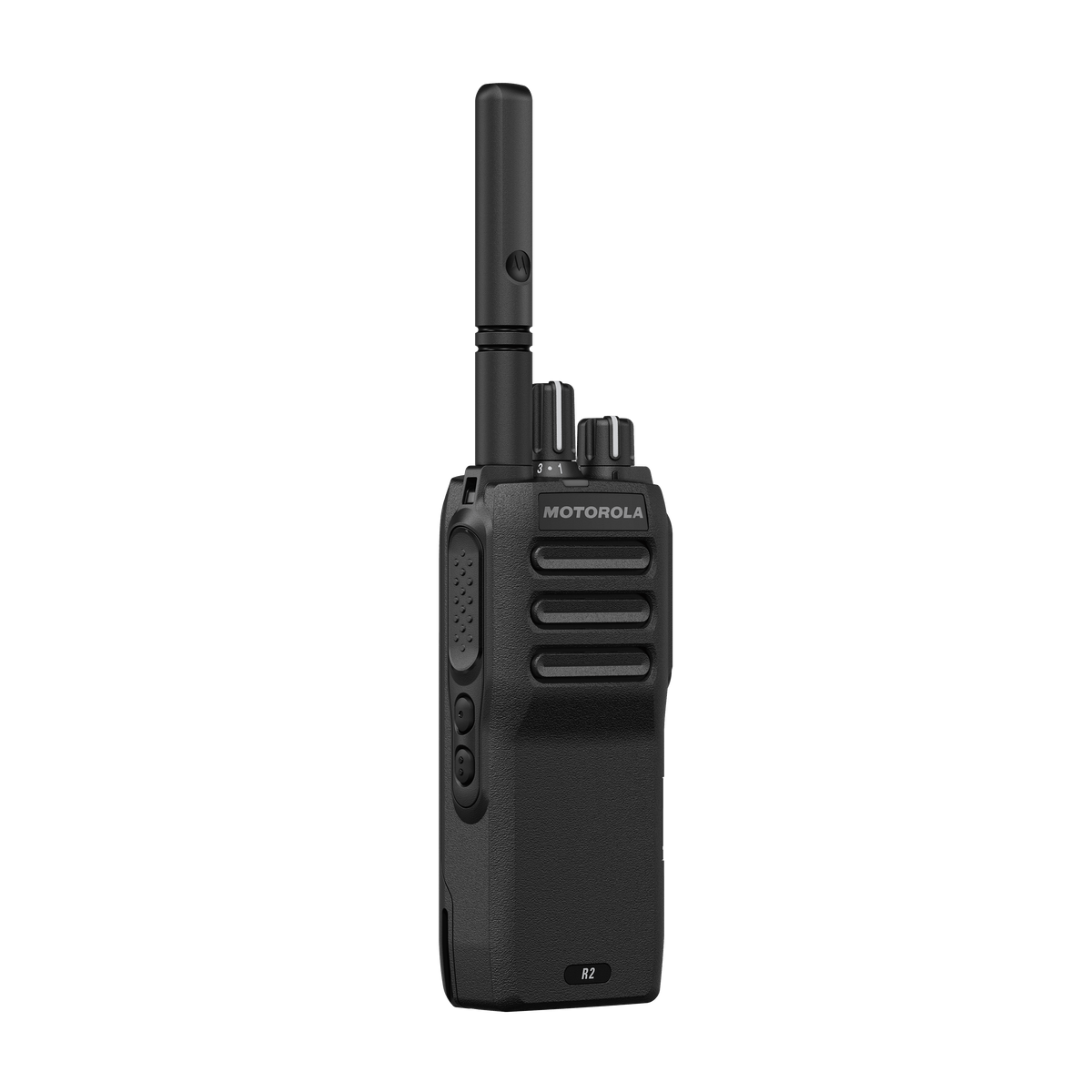 Motorola MOTOTRBO R2 portable two-way radio, front three-quarter right view