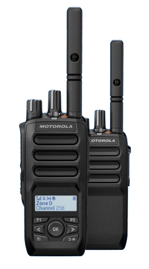 MOTOTRBO R5 portable two-way radio, back view