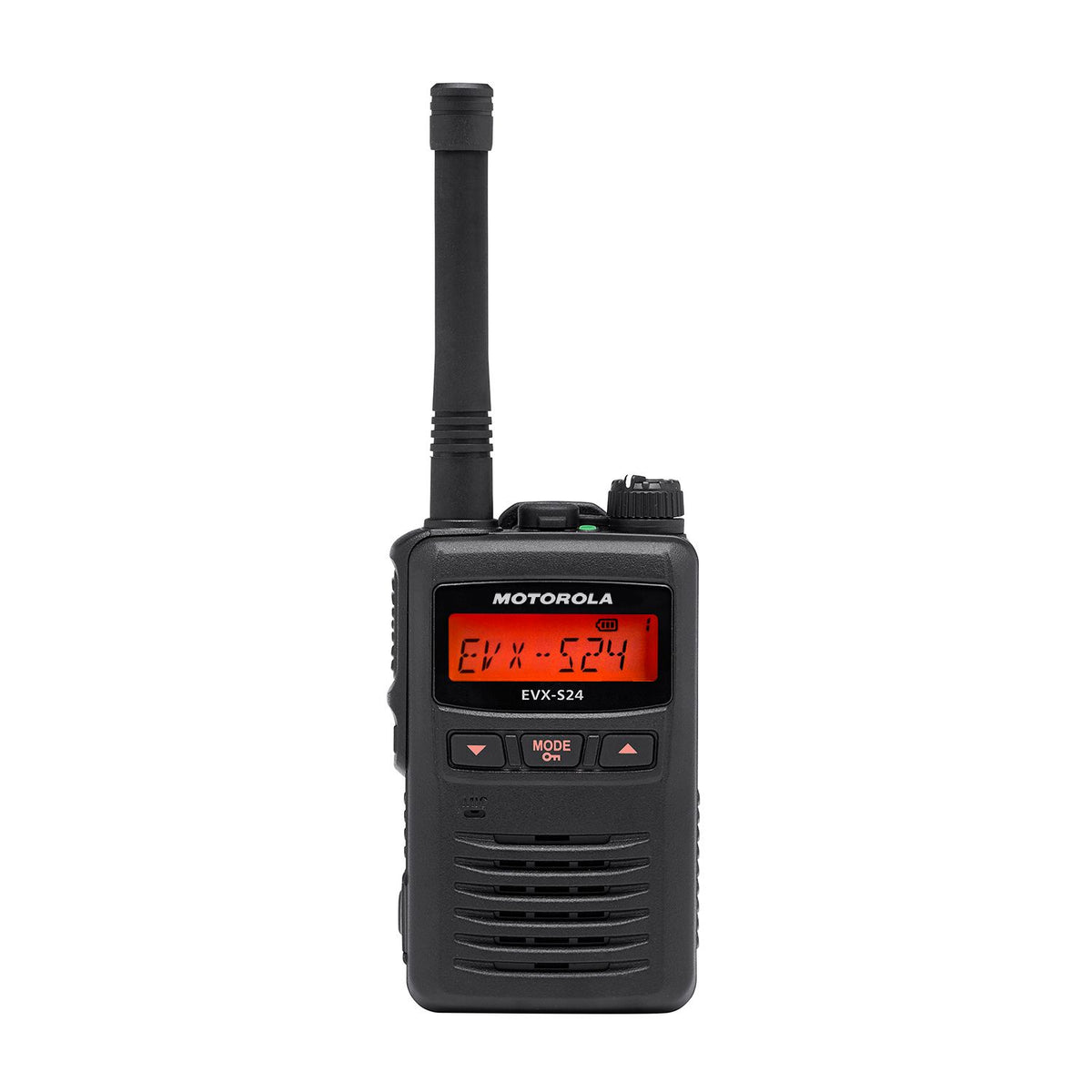 Motorola EVX-S24 UHF digital portable two-way radio in black