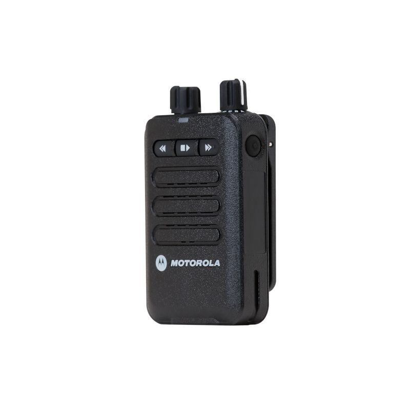 Motorola Minitor VI two-tone voice pager, front three-quarter left view