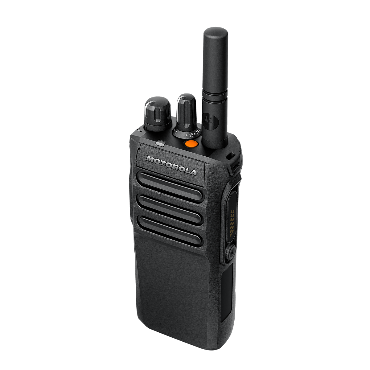 MOTOTRBO R7 no-keypad portable two-way radio, three-quarter right view